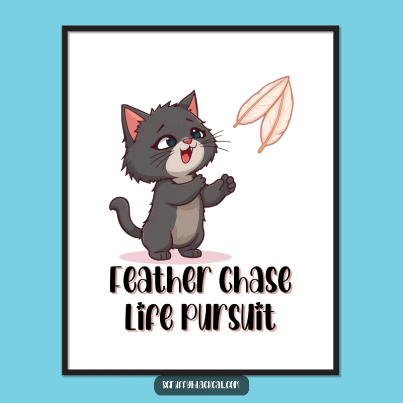 Free Printable Wall Art: Cat Feather Fun Comedic Downloadable Art