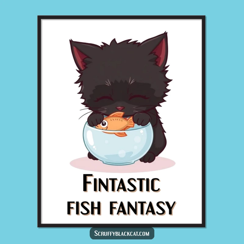 Free Printable Wall Art: Kitten Fish Heist, Whimsical Decor