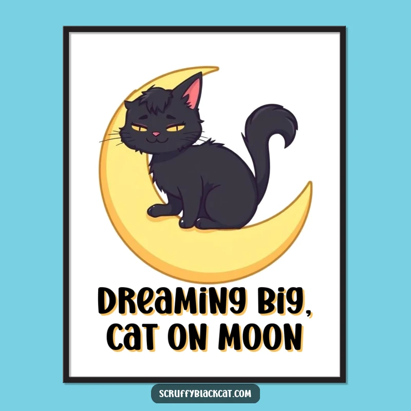 Free Printable Cat Art: Moonlit Serenity Funny Downloadable Wall Decor