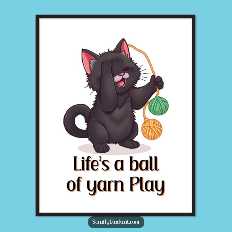 Free Printable Cat Wall Art: Playful Yarn Chase Downloadable Decor