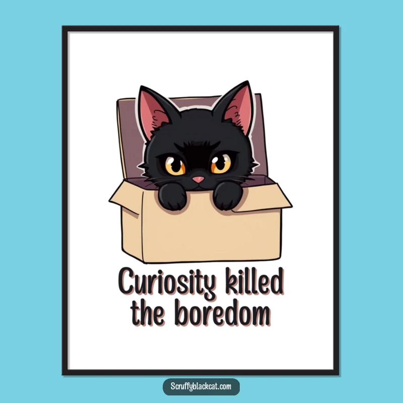 Free Printable Cat Wall Art: Sneaky Box Peek Funny Downloadable Decor for Curious Spaces