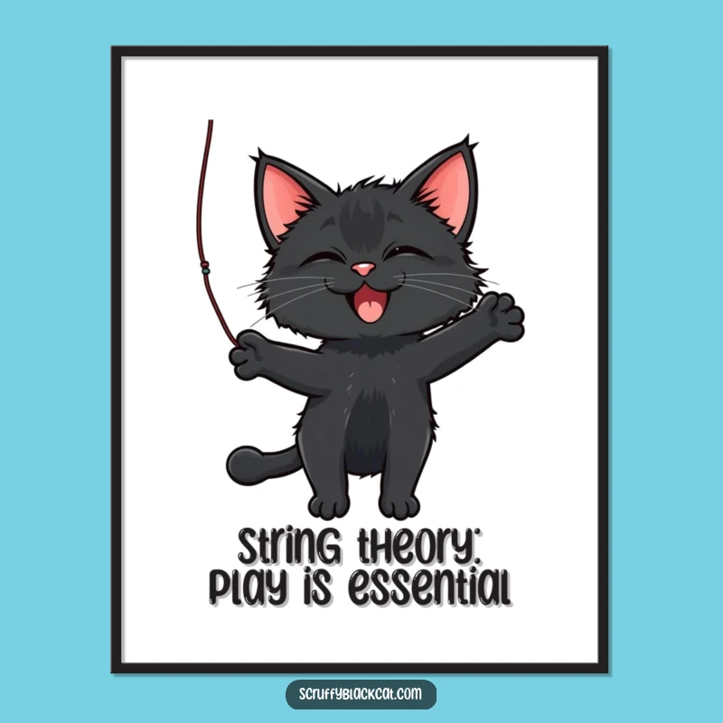Free Printable Cat Wall Art: String Batting Funny Downloadable Decor for Playful Spaces