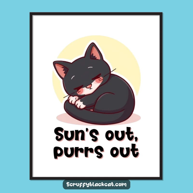 Free Printable Cozy Cat Wall Art - Sunbeam Purrs Downloadable Decor