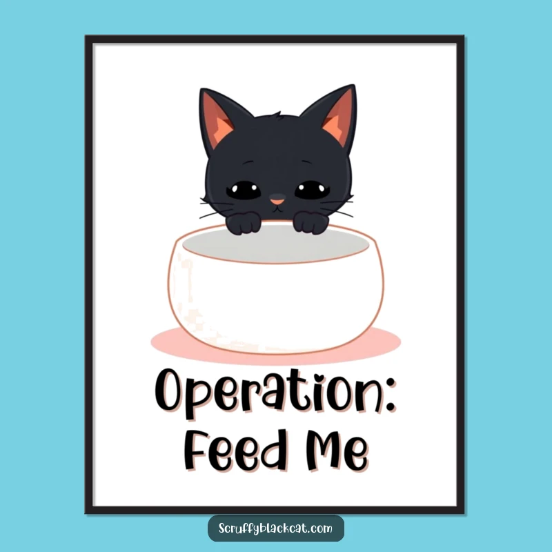 Free Printable Funny Cat Wall Art - Hungry Meow Downloadable Decor
