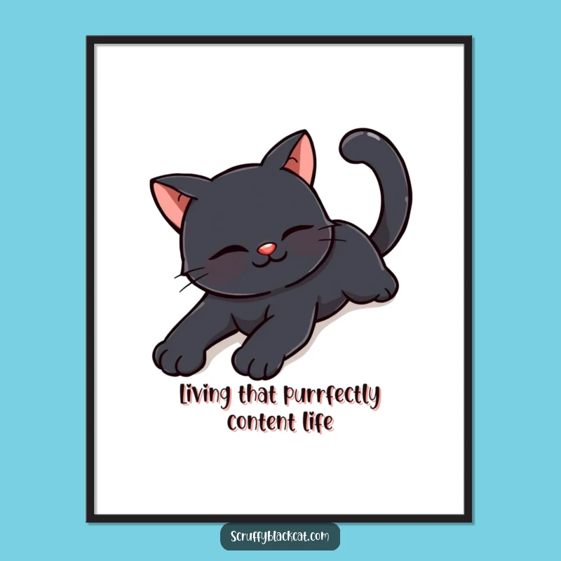 Free Printable Happy Cat Wall Art - Relaxed Downloadable Decor for Cat Lovers