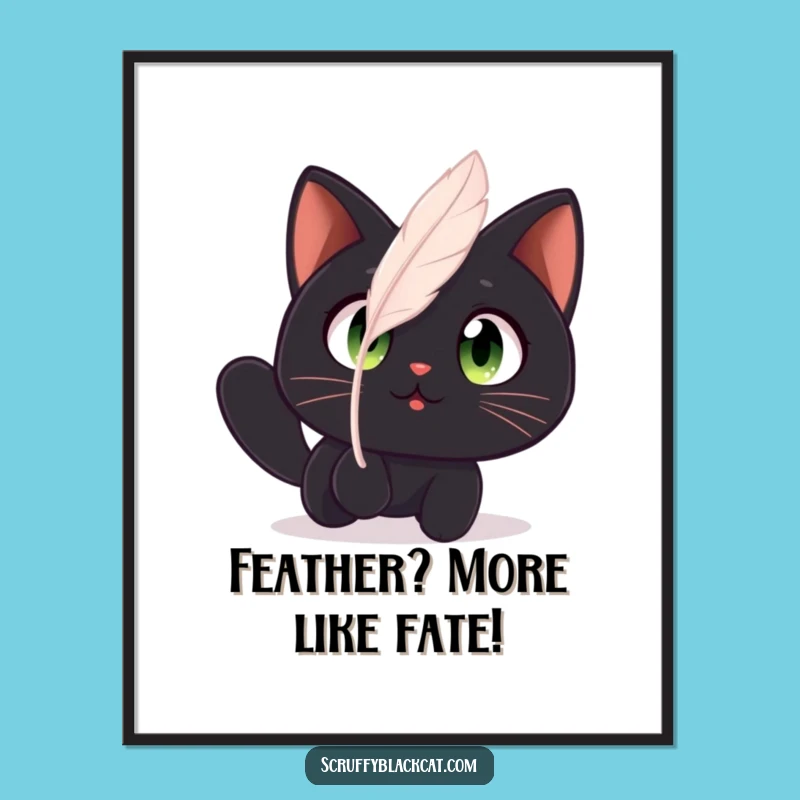 Free Printable Wall Art: Cat's Feather Fascination, Funny Downloadable Decor
