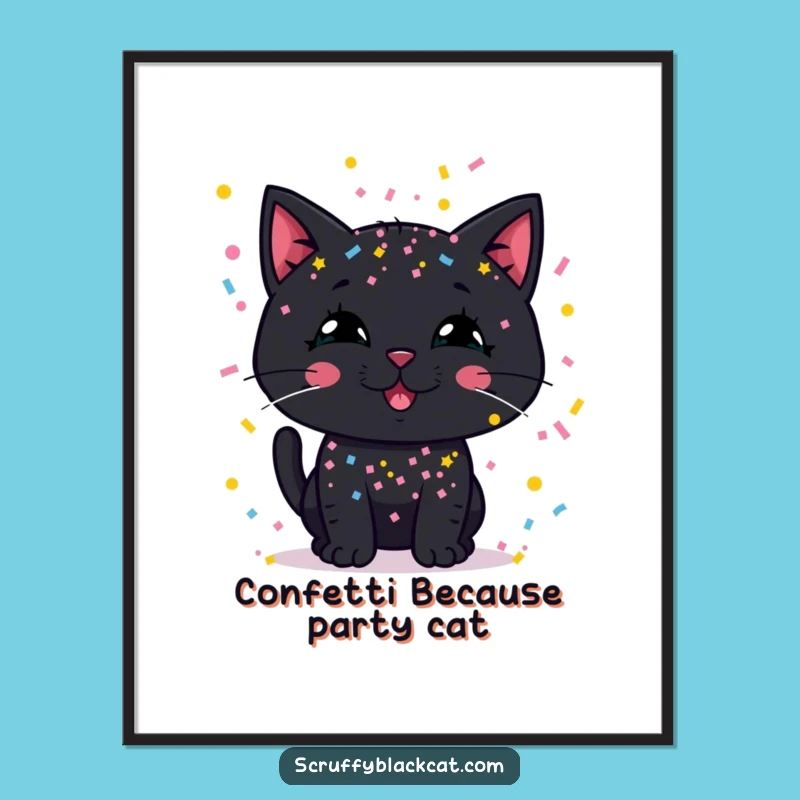 Free Printable Wall Art: Confetti Cat Party Vibe Downloadable Art