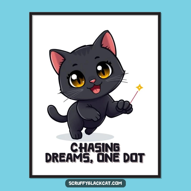 Free Printable Wall Art: Funny Cat Laser Dot Frenzy, Humorous Downloadable Decor