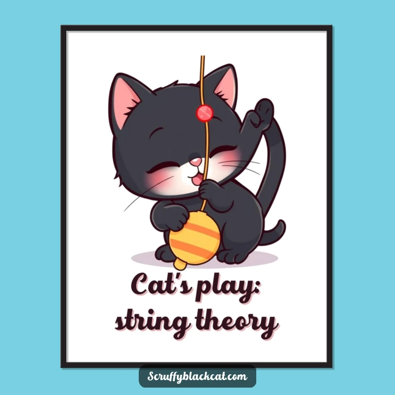 Free Printable Wall Art: Funny Cat String Toy Decor - Downloadable Art