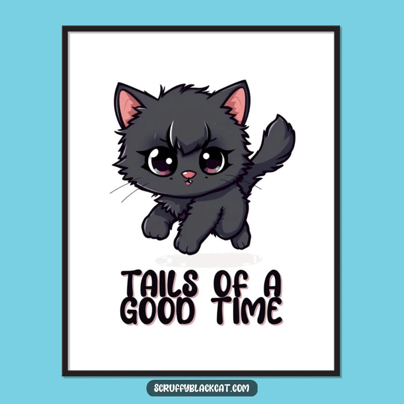 Free Printable Wall Art: Funny Kitten Chasing Tail, Whimsical Decor