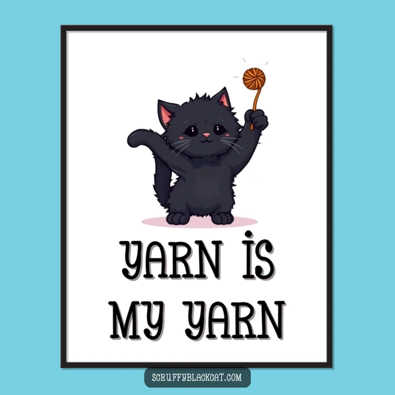 Free Printable Wall Art: Kitten's Yarn Play, Cute Downloadable Decor