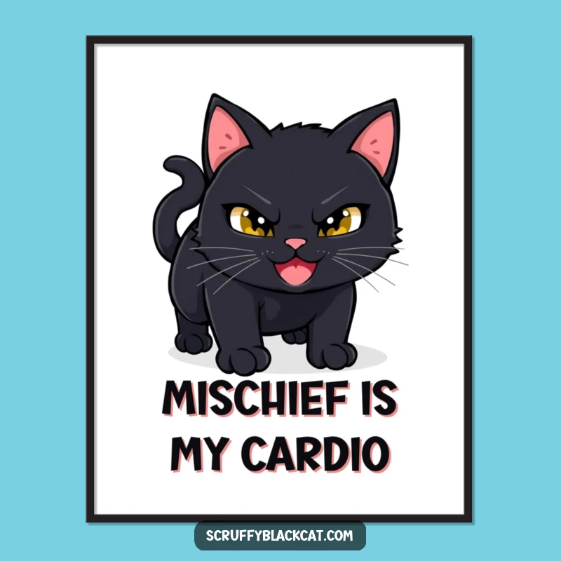 Free Printable Wall Art: Mischievous Cat Pounce, Humorous Downloadable Decor