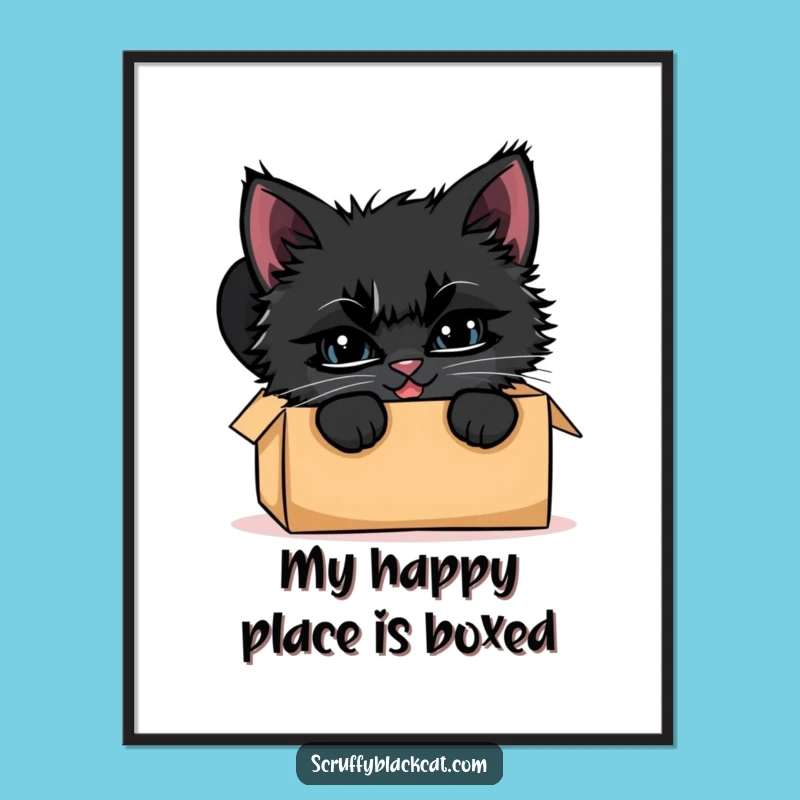 Free Printable Wall Art: Mischievous Kitten in Box, Quirky Decor