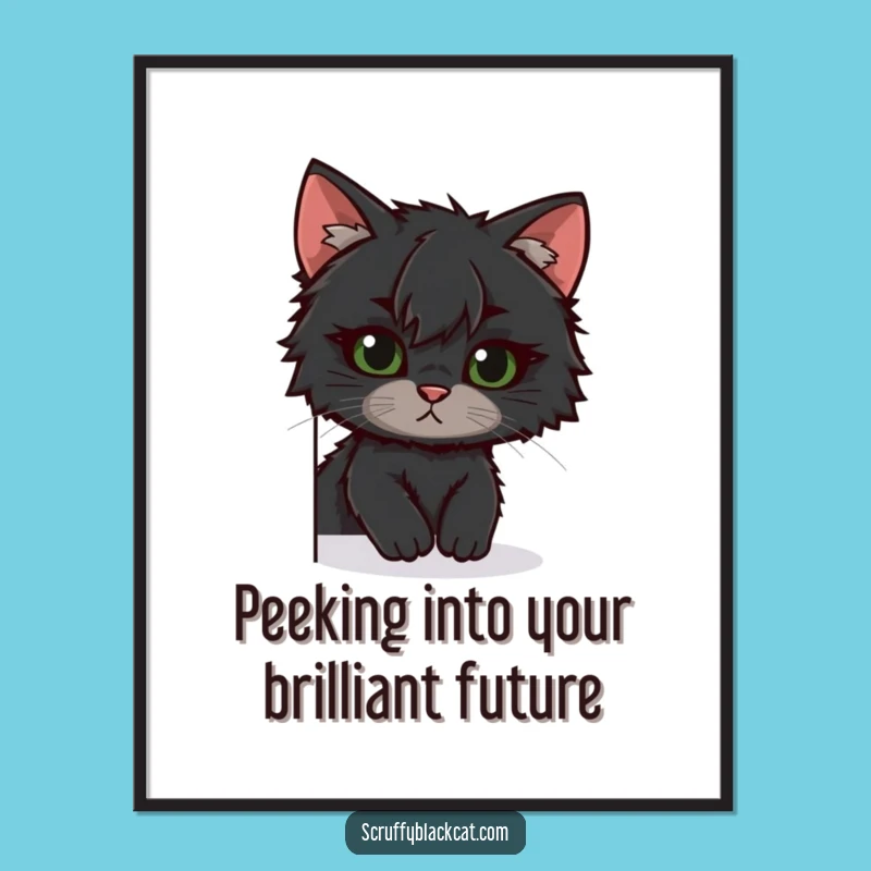Free Printable Wall Art: Scruffy Cat Peeking, Quirky Humorous Downloadable Decor for Your Home