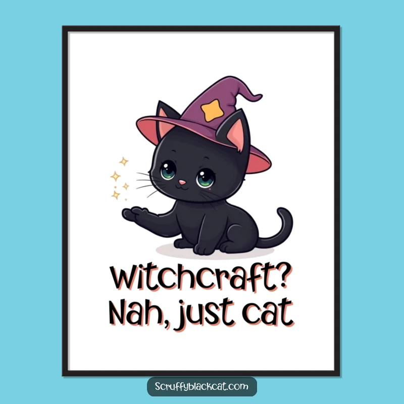 Free Printable Wall Art: Wizard Cat's Magic, Fun Downloadable Decor