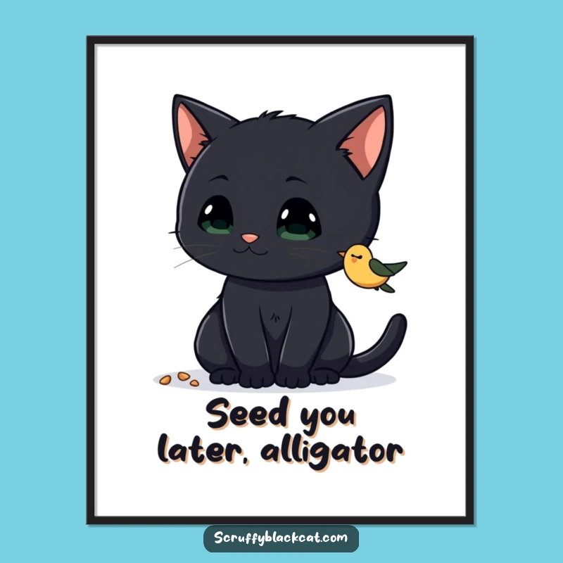 Funny Free Printable Wall Art: Curious Cat Birdseed Decor