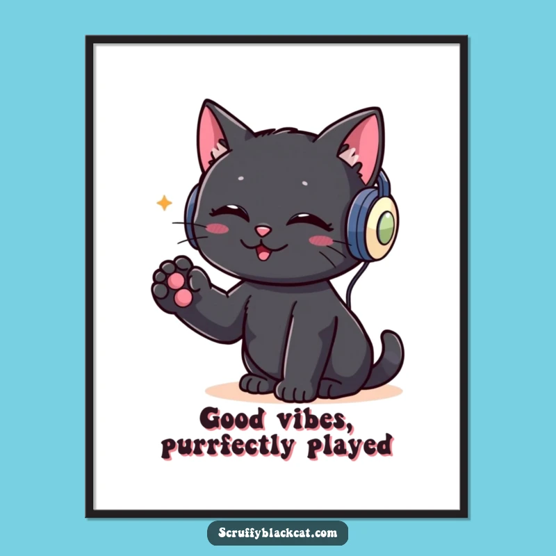 Free Printable Cat Art: Music Lover Funny Downloadable Wall Decor