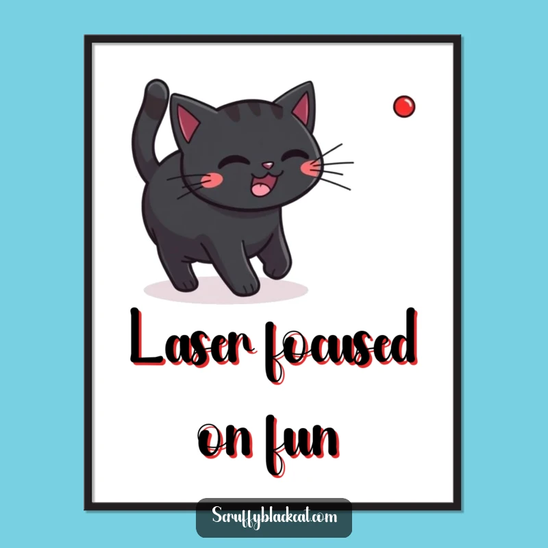 Free Printable Wall Art: Laser Cat Chasing Dot for a Humorous Downloadable Decor Gift