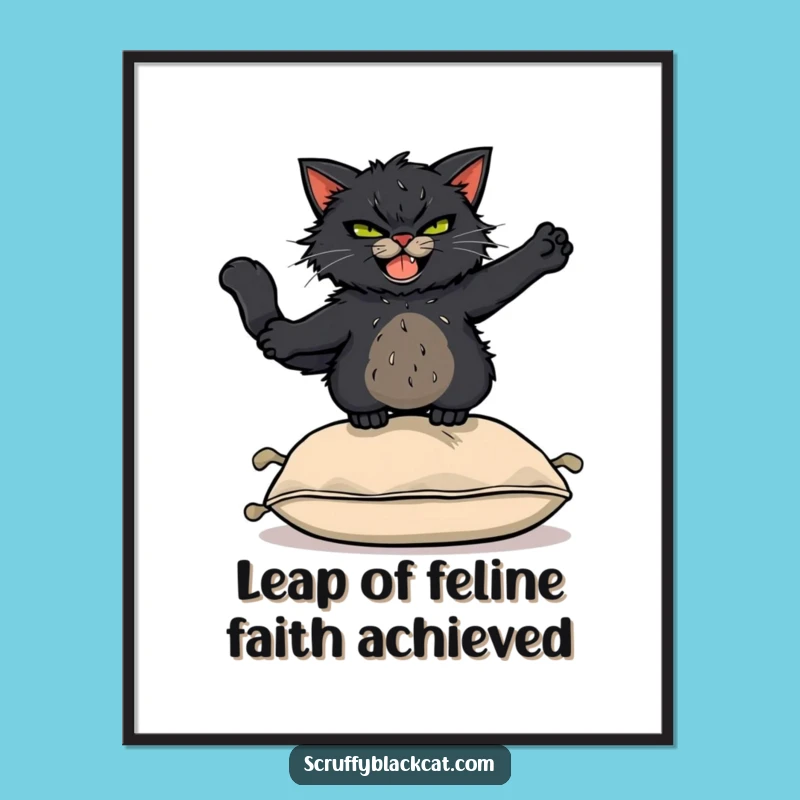Funny Free Printable Wall Art: Scruffy Cat Acrobat - Hilarious Downloadable Decor!