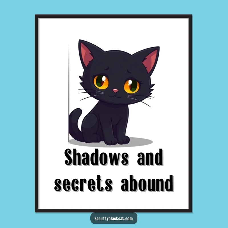 Funny Free Printable Wall Art: Glowing Cat Eyes - Spooky Downloadable Decor