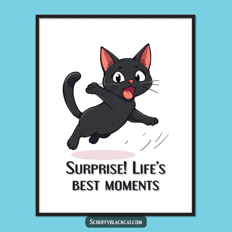 Free Printable Cat Wall Art: Startled Leap Funny Downloadable Decor for Lively Spaces