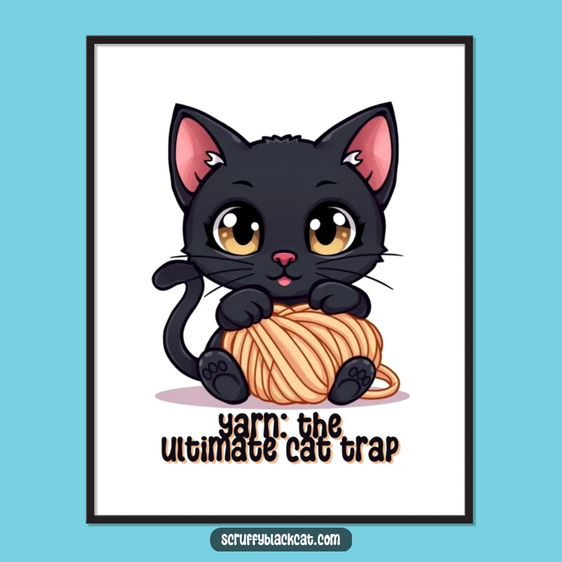 Funny Free Printable Wall Art: Yarn Cat Chaos - Quirky Downloadable Decor!