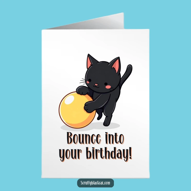 Free Printable Birthday Card: Playful Cat Pounce, Fun Downloadable Gift