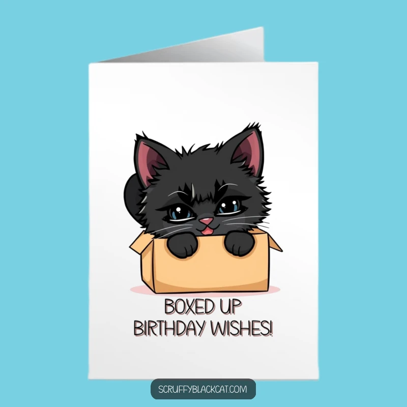 Free Printable Birthday Card: Mischievous Kitten Box Surprise Gift
