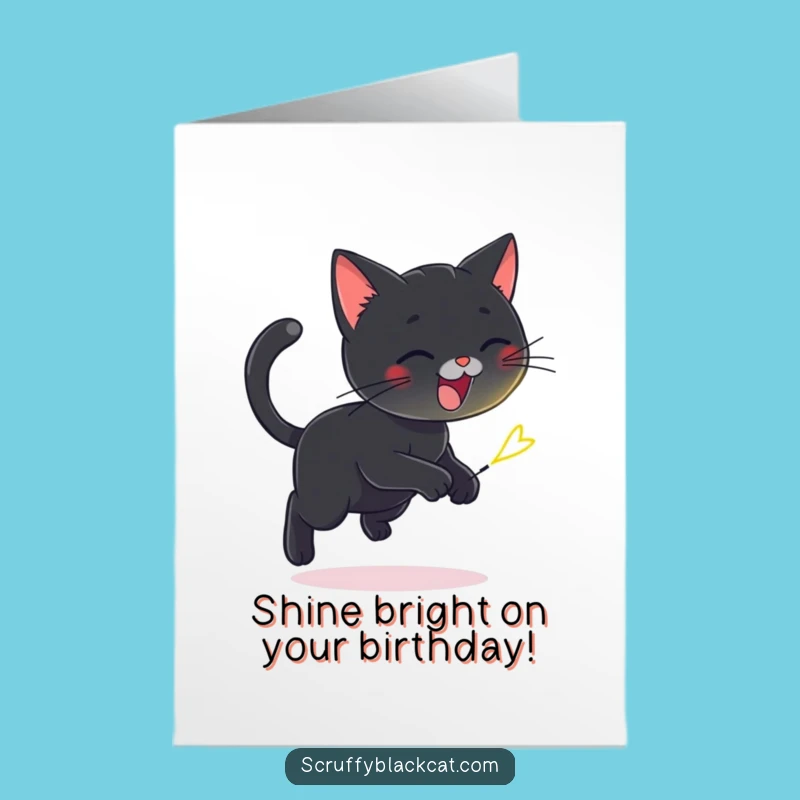 Free Printable Birthday Cat Card: Firefly Chase - Funny Downloadable Gift