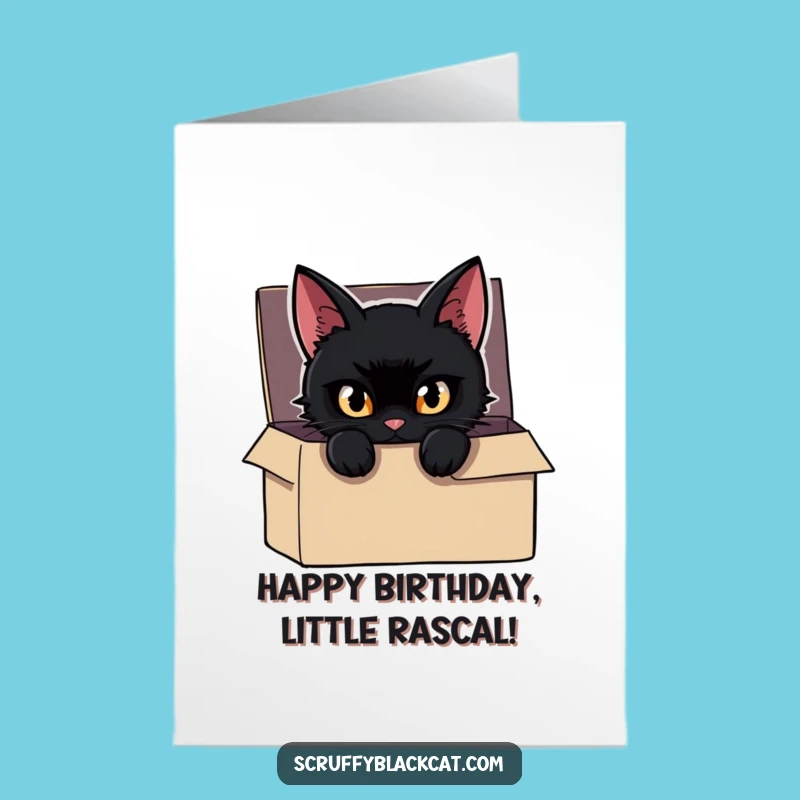 Free Printable Cat Birthday Card: Sneaky Box Peek Funny Downloadable Gift Surprise