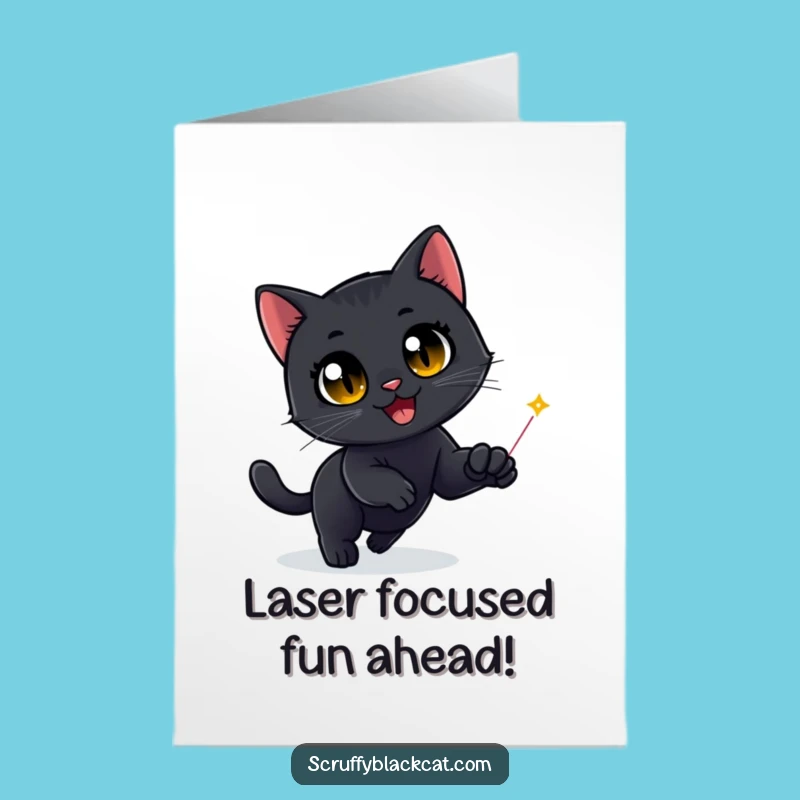 Free Printable Happy Birthday Card: Funny Cat Laser Dot Chase Downloadable Gift