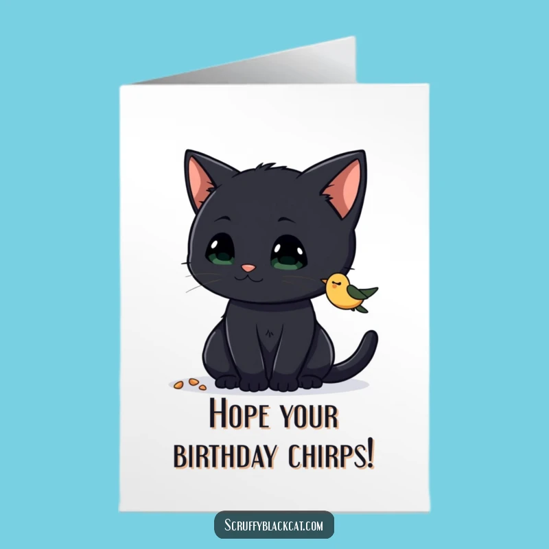 Funny Free Printable Birthday Card: Curious Cat Birdseed, Downloadable Gift