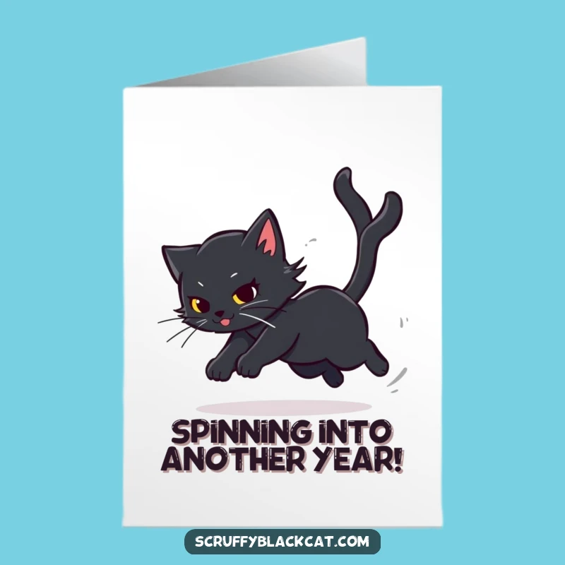 Funny Free Printable Birthday Card: Dizzy Cat Chase, Downloadable Hilarious Gift