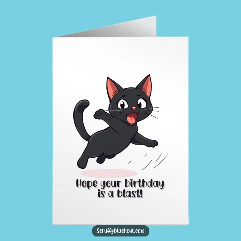 Free Printable Cat Birthday Card: Startled Leap Funny Downloadable Gift for a Jump Scare