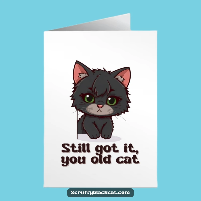 Free Printable Birthday Card: Scruffy Cat Peeking, Hilarious Downloadable Gift for Cat Lovers