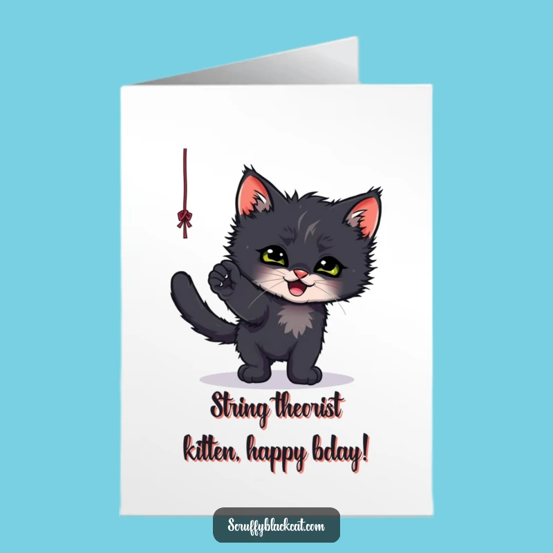 Free Printable Birthday Card: Playful Kitten String Fun, DIY Downloadable Gift