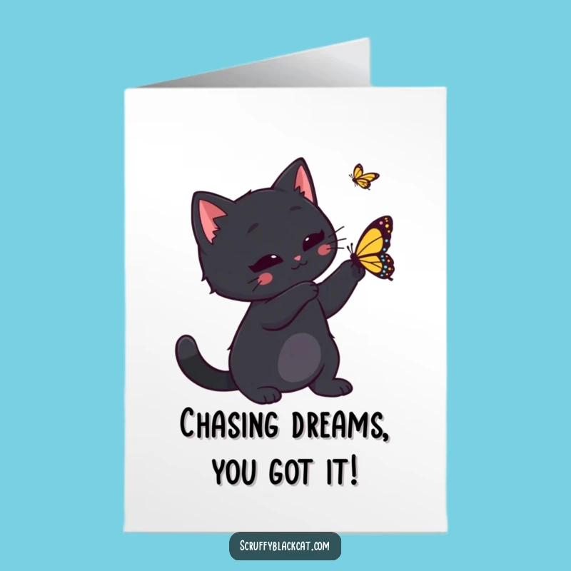 Free Printable Congrats Card: Funny Cat Butterfly Game, Downloadable Humorous Message