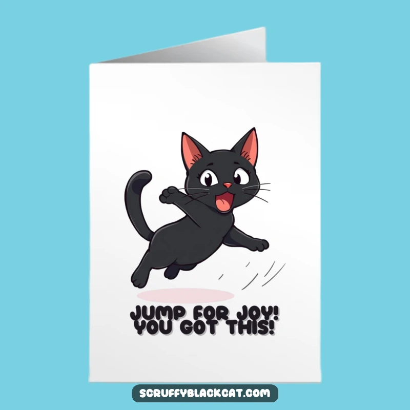 Free Printable Cat Congrats Card: Startled Leap Funny Downloadable Gift for Big News