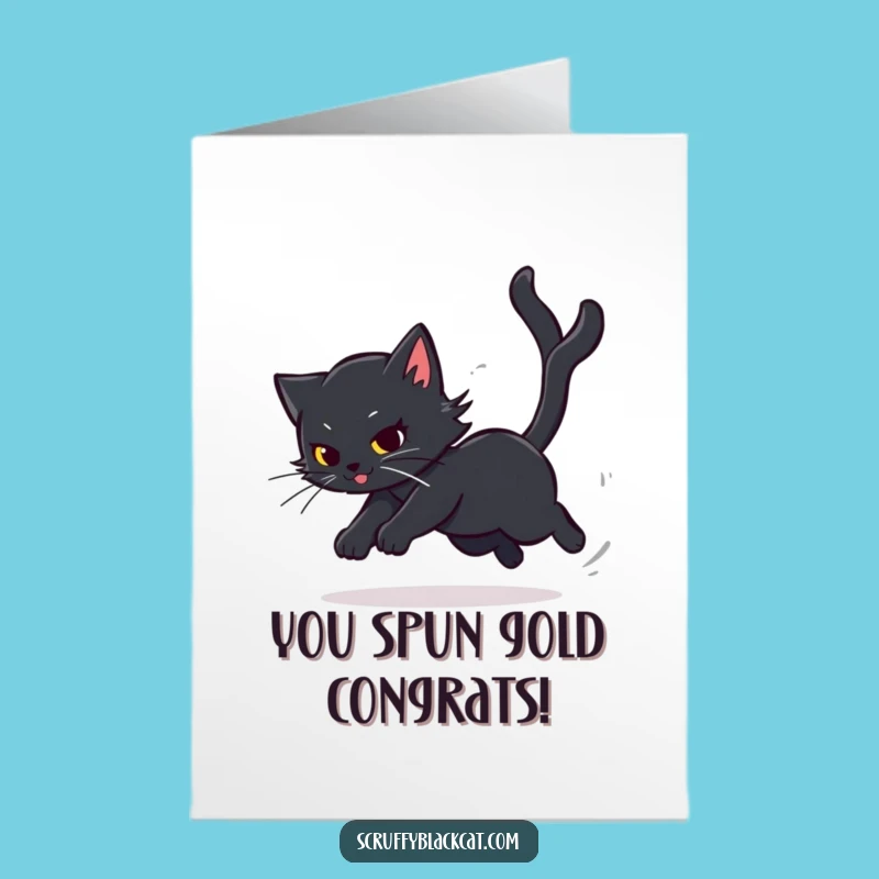 Free Printable Congrats Card: Cat's Dizzy Celebration, Downloadable Fun Gift