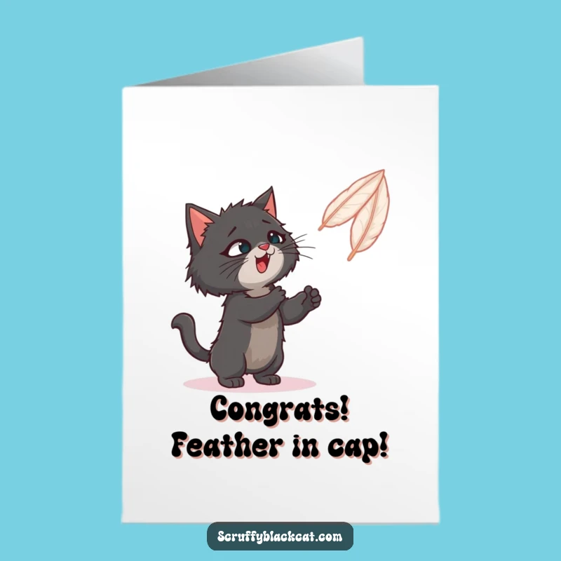 Free Printable Congrats Card: Cat's Feather Chase Downloadable Gift