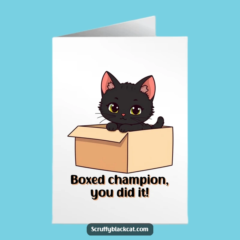 Free Printable Congrats Card: Kitten Box Peek, DIY Downloadable Gift