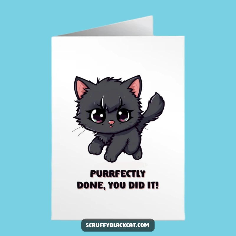 Free Printable Congrats Card: Scruffy Kitten Tail Chase Celebration