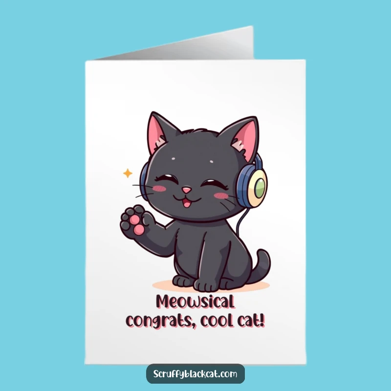 Free Printable Cat Congrats Card: Rocking Success Funny Downloadable Gift