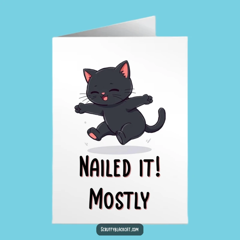 Free Printable Funny Cat Congratulations Card - Celebrate with a Soft Thud Downloadable
