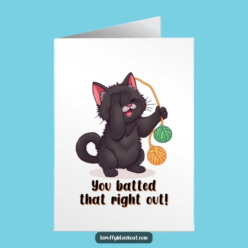 Free Printable Cat Congratulations Card: Yarn Play Downloadable