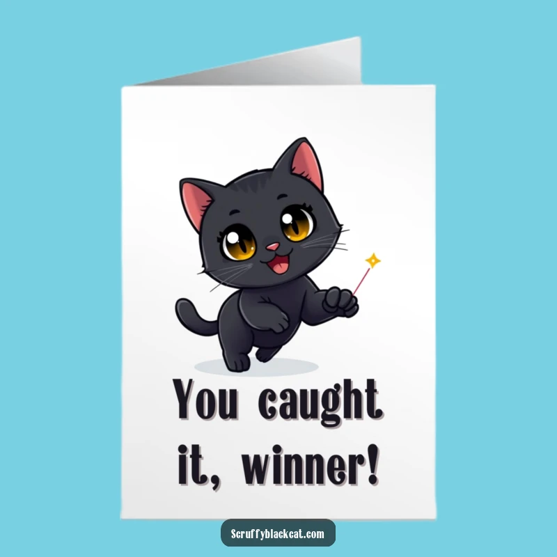 Free Printable Congrats Card: Delightful Cat Laser Chase, Funny Downloadable Gift