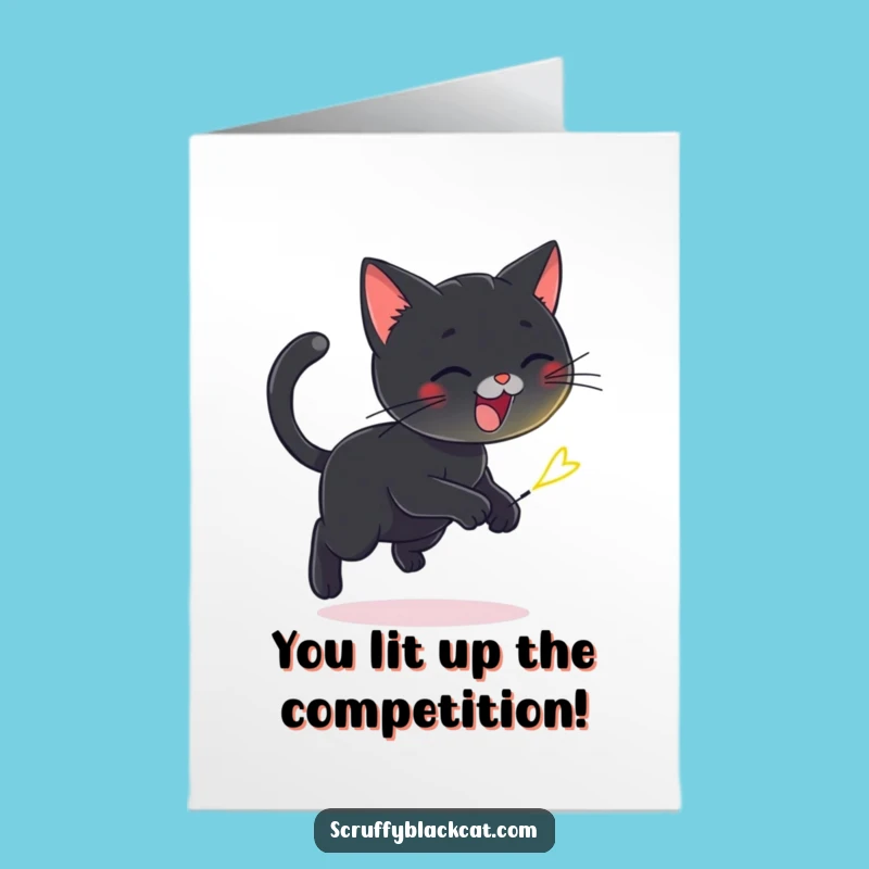 Free Printable Congrats Card: Cat Firefly Chase - Funny Downloadable