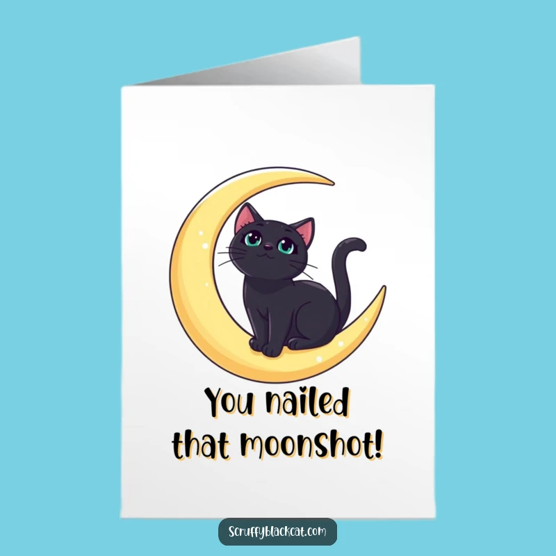 Free Printable Moon Cat Congrats Card - Elegant Downloadable Gift for Achievements