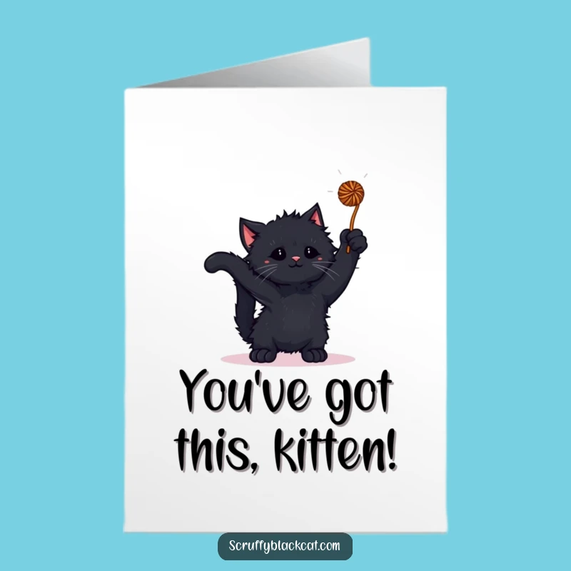 Free Printable Congrats Card: Kitten's Playful Win, Cute Downloadable Gift