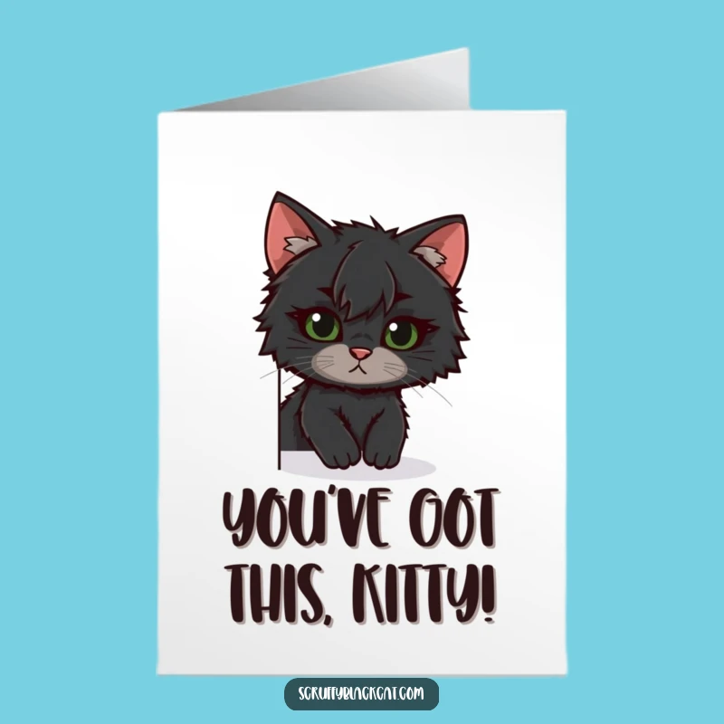Free Printable Congrats Card: Scruffy Cat Peeking, Funny Downloadable for Any Celebration